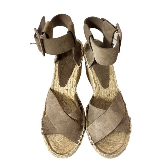 VINCE STEFANIA SUEDE WEDGE SANDALS - Picture 6 of 8